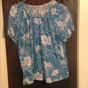 Light blue top with silver glitter